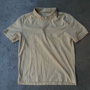 LL Bean Mens Yellow Short Sleeve Polo Shirt 100% Cotton Size L